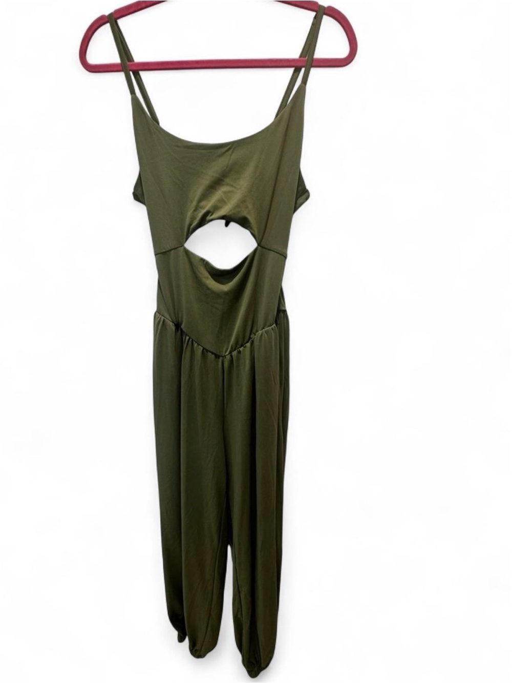 ChicMe Olive Green Cutout Tie-Back Jumpsuit Size Medium